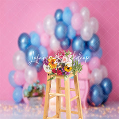 Lofaris Pink Blue Arch Balloons Birthday Cake Smash Backdrop