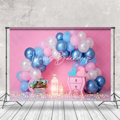 Lofaris Pink Blue Arch Balloons Birthday Cake Smash Backdrop