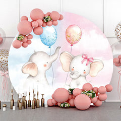 Lofaris Pink Blue Balloon Animal Round Baby Shower Backdrop