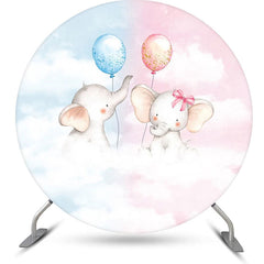 Lofaris Pink Blue Balloon Animal Round Baby Shower Backdrop