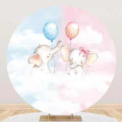 Lofaris Pink Blue Balloon Animal Round Baby Shower Backdrop