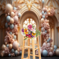 Lofaris Pink Blue Balloon Luxury Window Backdrop For Photo