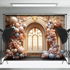 Lofaris Pink Blue Balloon Luxury Window Backdrop For Photo