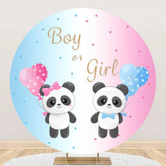 Lofaris Pink Blue Balloon Panda Round Gender Reveal Backdrop