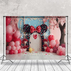 Lofaris Pink Blue Balloons Bow Tie Door Cake Smash Backdrop