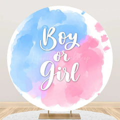 Lofaris Pink Blue Boy Or Girl Round Gender Reveal Backdrop