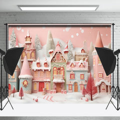 Lofaris Pink Blue Candy Town Christmas Photography Backdrop