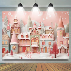 Lofaris Pink Blue Candy Town Christmas Photography Backdrop