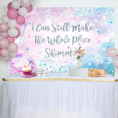 Lofaris Pink Blue Disco Ball Shimmer Birthday Party Backdrop