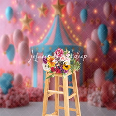 Lofaris Pink Blue Fairy Tale Circus Tent Cake Smash Backdrop