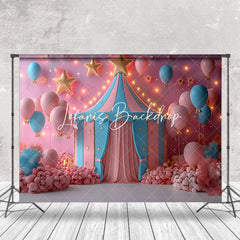 Lofaris Pink Blue Fairy Tale Circus Tent Cake Smash Backdrop