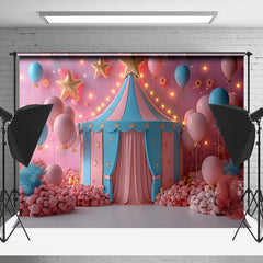 Lofaris Pink Blue Fairy Tale Circus Tent Cake Smash Backdrop