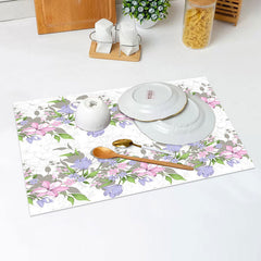 Lofaris Pink Blue Flowers Leaves Pattern Set Of 4 Placemats