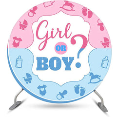 Lofaris Pink Blue Girl Or Boy Round Gender Reveal Backdrop