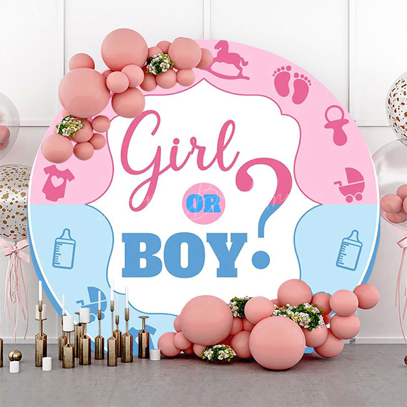 Lofaris Pink Blue Girl Or Boy Round Gender Reveal Backdrop