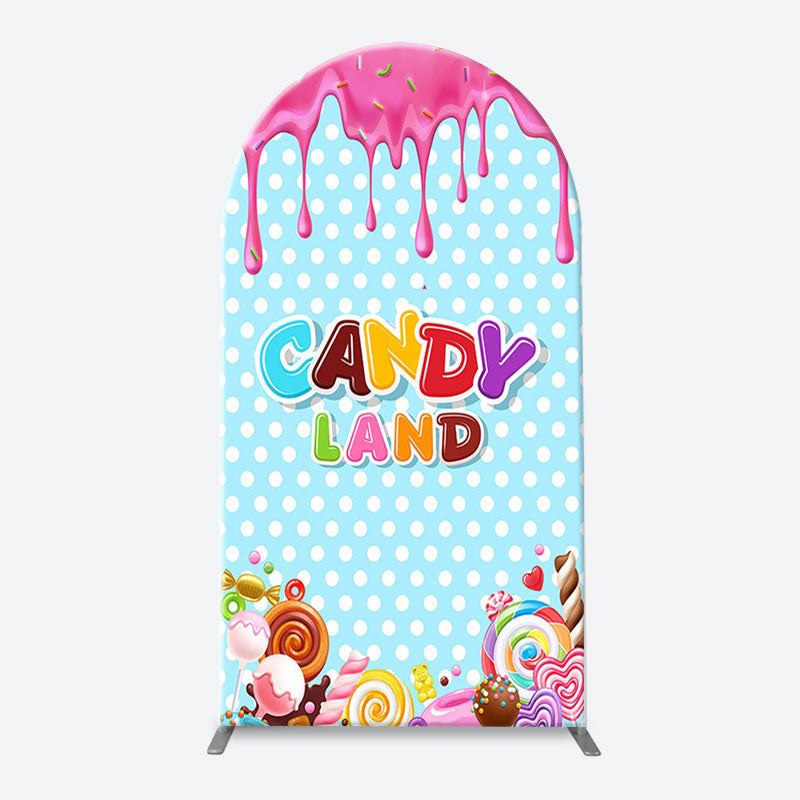 Lofaris Pink Blue Ice Cream Candyland Birthday Arch Backdrop