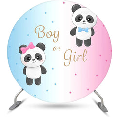 Lofaris Pink Blue Panda Round Backdrop For Gender Reveal