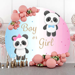 Lofaris Pink Blue Panda Round Backdrop For Gender Reveal