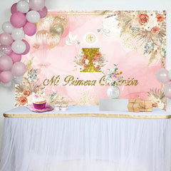 Lofaris Pink Boho Dried Floral Balloons Batpism Backdrop