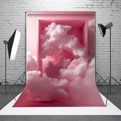 Lofaris Pink Box Smoke Cake Smash Backdrop For Photography