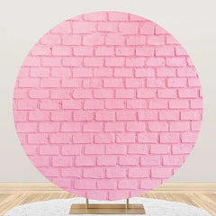 Lofaris Pink Brick Texture Wall Round Backdrop For Birthday