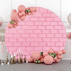 Lofaris Pink Brick Texture Wall Round Backdrop For Birthday