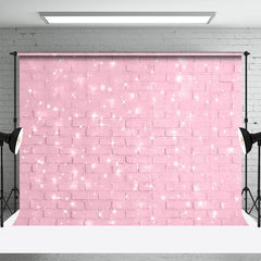 Lofaris Pink Brick Wall Glitter Valentines Day Backdrop