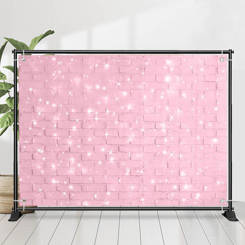 Lofaris Pink Brick Wall Glitter Valentines Day Backdrop