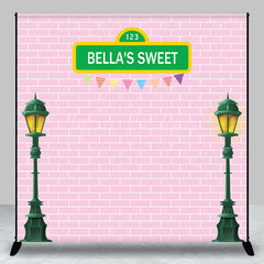 Lofaris Pink Brick Wall Lamp Custom Name Birthday Backdrop