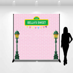 Lofaris Pink Brick Wall Lamp Custom Name Birthday Backdrop