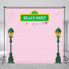 Lofaris Pink Brick Wall Lamp Custom Name Birthday Backdrop