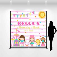 Lofaris Pink Circus Girl Custom Name Birthday Bash Backdrop