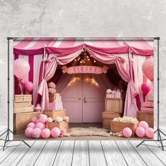 Lofaris Pink Circus Tent Balloons Box Birthday Backdrop