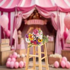 Lofaris Pink Circus Tent Balloons Box Birthday Backdrop