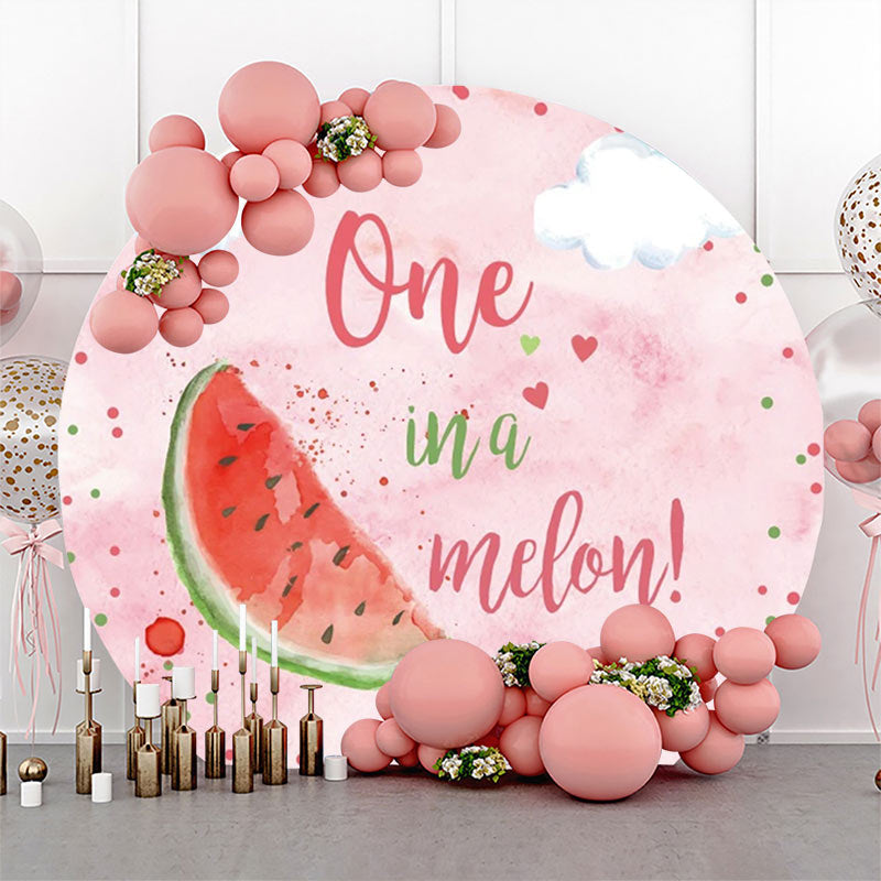 Lofaris Pink Cloud One In A Melon Round Birthday Backdrop