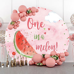 Lofaris Pink Cloud One In A Melon Round Birthday Backdrop