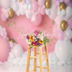 Lofaris Pink Clouds Stars Girl Birthday Cake Smash Backdrop