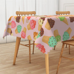 Lofaris Pink Crispy Ice Cream Dessert Rectangle Tablecloth