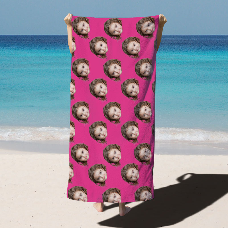 Lofaris Pink Custom Photo Beach Towel for Unique Gifts