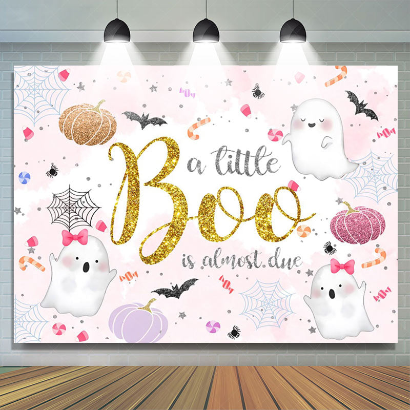 Lofaris Pink Cute Boo Halloween Girl Baby Shower Backdrop