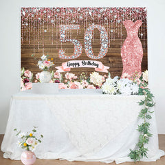 Lofaris Pink Diamond Glitter Plank 50th Birthday Backdrop