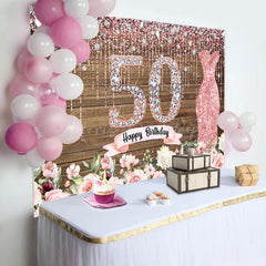 Lofaris Pink Diamond Glitter Plank 50th Birthday Backdrop