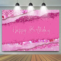 Lofaris Pink Diamonds Glitter Happy Birthday Party Backdrop