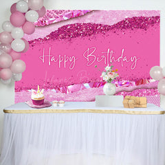 Lofaris Pink Diamonds Glitter Happy Birthday Party Backdrop