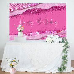 Lofaris Pink Diamonds Glitter Happy Birthday Party Backdrop