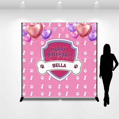 Lofaris Pink Dog Bones Balloons Custom Birthday Backdrop