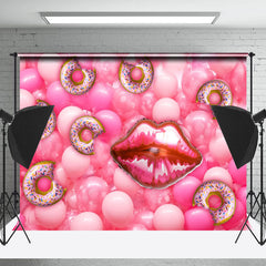 Lofaris Pink Donut Lips Balloon Birthday Cake Smash Backdrop