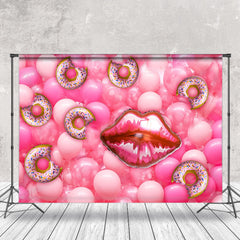 Lofaris Pink Donut Lips Balloon Birthday Cake Smash Backdrop