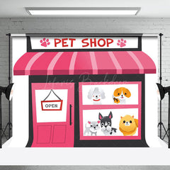 Lofaris Pink Door And Window Lovely Dogs Pet Party Backdrop