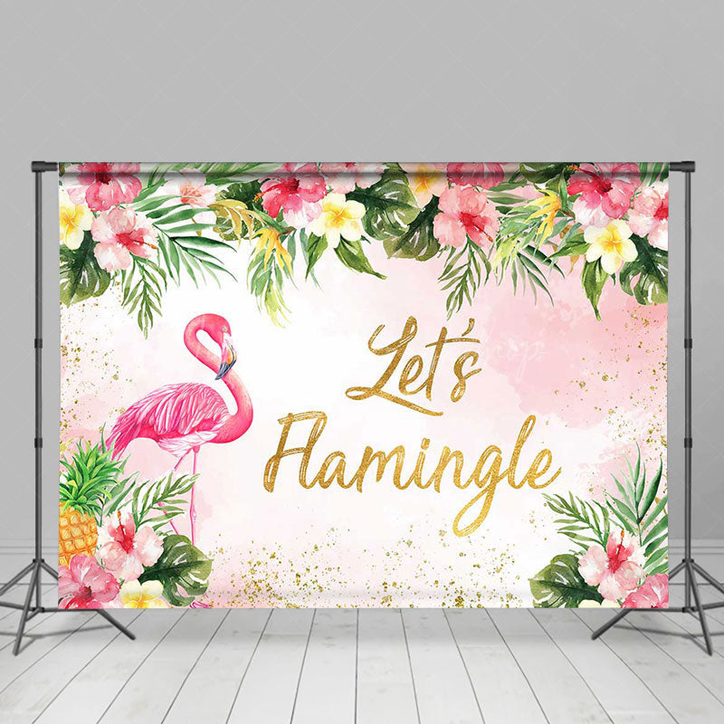 Lofaris Pink Flame Bird Monstera Tropical Dance Backdrop